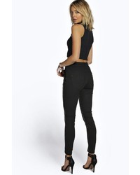 Boohoo Royah Sequin Front Super Skinny Trousers