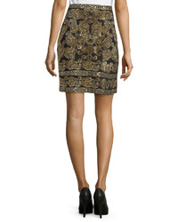 St. John Collection Sequined A Line Mini Skirt Caviar