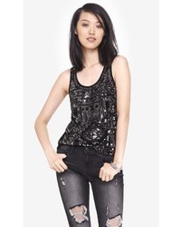 Black And Silver Aztec Sequin Tank
