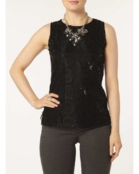 Dorothy Perkins Black Lace Sequin Shell Top