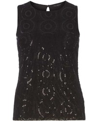Dorothy Perkins Black Lace Sequin Shell Top