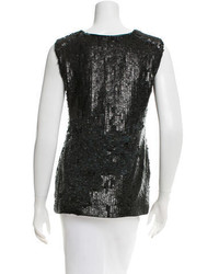 Donna Karan Leather Sequined Top
