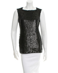 Donna Karan Leather Sequined Top