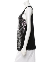 Magaschoni Sequin Embellished Silk Top