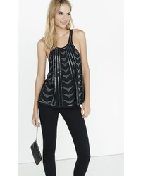 Black Bead And Sequin Embellished Trapeze Tank