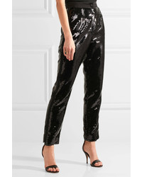 Dolce & Gabbana Sequined Satin Tapered Pants Black