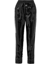 Dolce & Gabbana Sequined Satin Tapered Pants Black