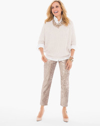 Sequins And Panne Tapered Ankle Pants