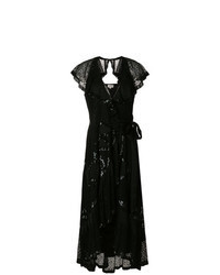 Black Sequin Wrap Dress