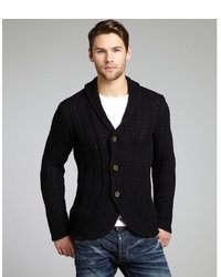 Armani Black Wool Blend Open Knit Cardigan