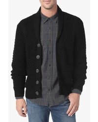7 For All Mankind Cable Shawl Cardigan In Black