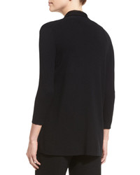 Joan Vass Chiffon Trim 34 Sleeve Cardigan Plus Size