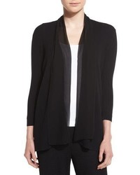 Joan Vass Chiffon Trim 34 Sleeve Cardigan Plus Size