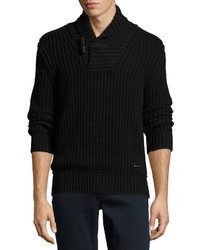 Burberry Douglas Toggle Pullover Sweater Black