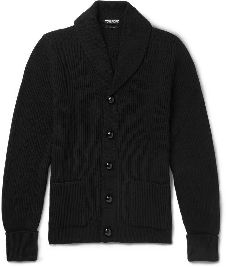 Tom Ford Shawl Collar Ribbed Wool Cardigan | Where to buy & how to ...