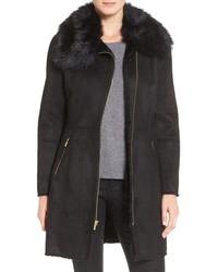 Cole Haan Signature Faux Shearling Coat With Faux Fur Trim