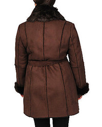 jcpenney Excelled Leather Excelled Faux Shearling Belted Coat