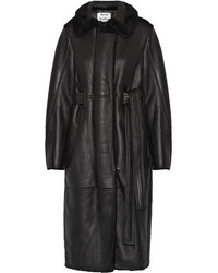 Acne Studios Fergus Leather Paneled Shearling Coat Black