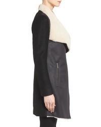 Calvin Klein Mixed Media Coat With Faux Shearling Front