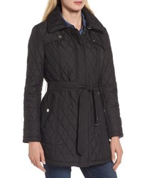 London Fog Quilted Coat With Faux Shearling Lining