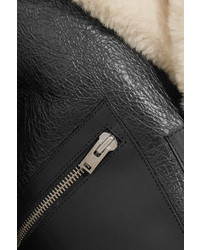 IRO Textured Leather And Shearling Coat Black