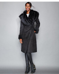 The Fur Vault Toscana Shearling Hooded Wrap Coat