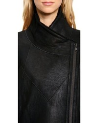 Helmut Lang Wrecked Shearling Double Collar Coat
