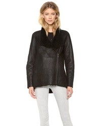 Helmut Lang Wrecked Shearling Double Collar Coat