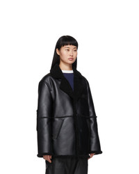 GR-Uniforma Black Faux Sheepskin Coat