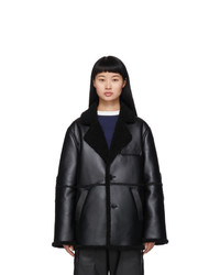 GR-Uniforma Black Faux Sheepskin Coat