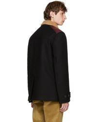 Prada Black Shearling Collar Coat