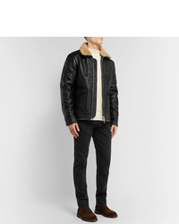 Officine Generale Clyde Shearling Lined Leather Aviator Jacket