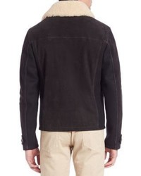 Salvatore Ferragamo Contrast Collar Shearling Jacket