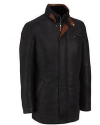 Wilsons Leather Contrasting Leather Shearling Car Coat Xl Black Combo