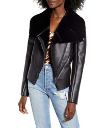 BLANKNYC Faux Leather Faux Fur Moto Jacket