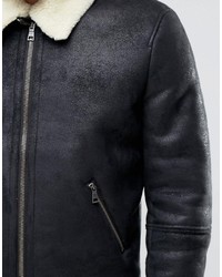 Asos Faux Shearling Jacket In Black