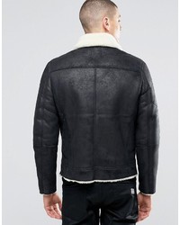 Asos Faux Shearling Jacket In Black