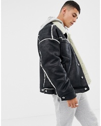 Collusion Faux Shearling Jacket In Black