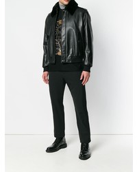 Prada Fur Collar Leather Jacket