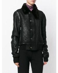 Rick Owens Fur Trim Collar Leather Jacket