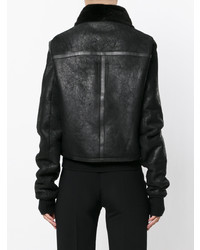 Rick Owens Fur Trim Collar Leather Jacket