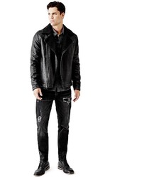 GUESS James Faux Leather Moto Jacket