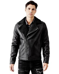 guess men's leather motorcycle jackets