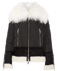 Moncler Kikilia Shearling Trimmed Quilted Shell Down Jacket Black