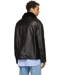 Marni Leather Faux Fur Button Jacket