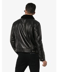 Saint Laurent Leather Jacket With Shearling Collar