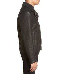 Vince Camuto Leather Moto Jacket With Faux Shearling Lining