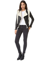 Nour Hammour Monica Shearling Motorcycle Jacket