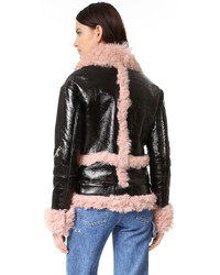 Sandy Liang Pink Shearling Bowery Jacket