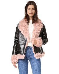 Sandy Liang Pink Shearling Bowery Jacket